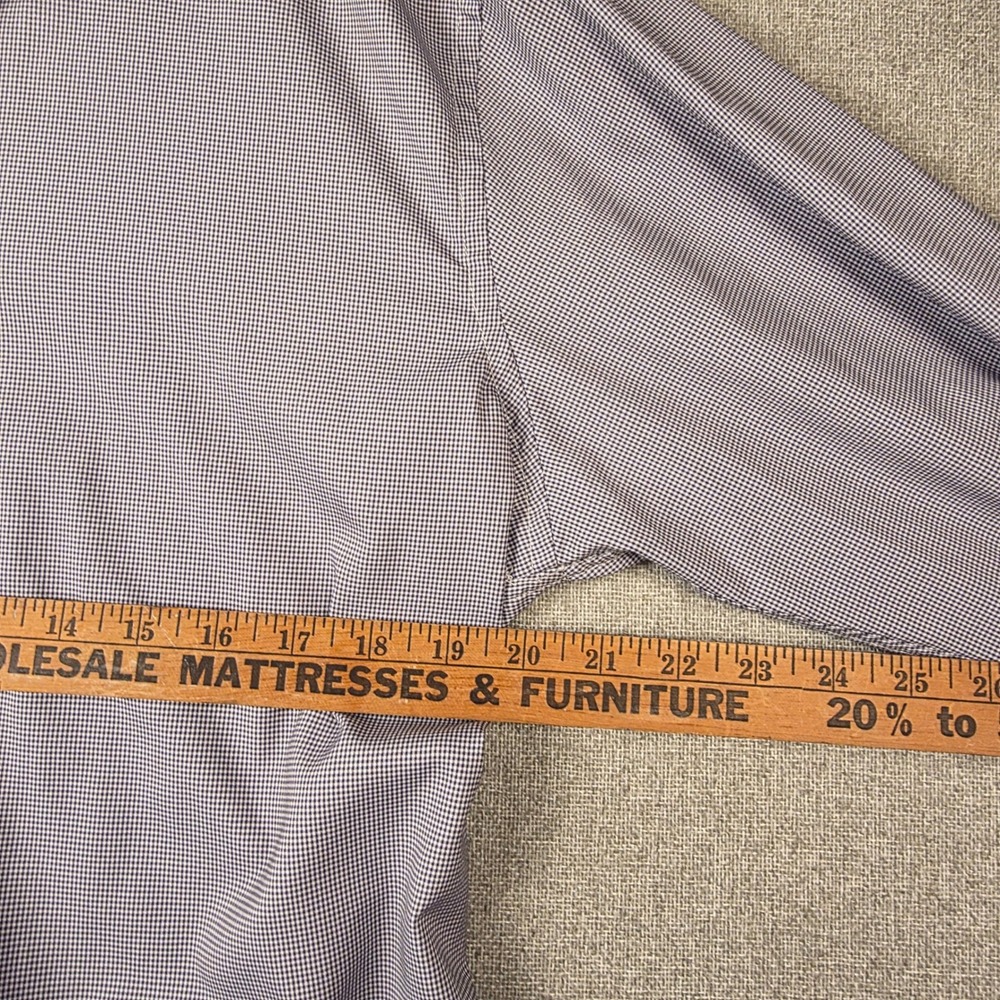 Chaps Mens Medium Regular Fit Stretch Micro Check Shirt Blue White Button Down - Picture 5 of 8